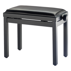 Stagg bench, black satin, leather