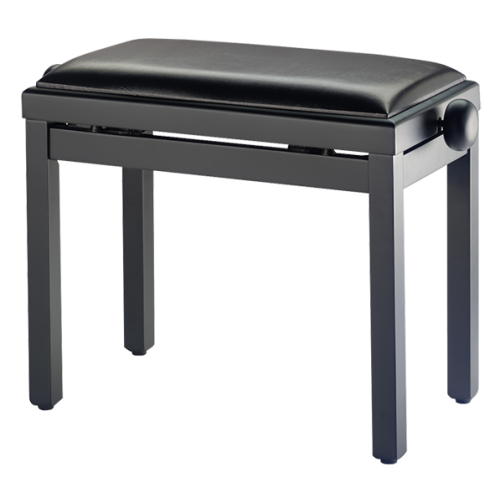 Piano banquettes Stagg bench, black satin, leather